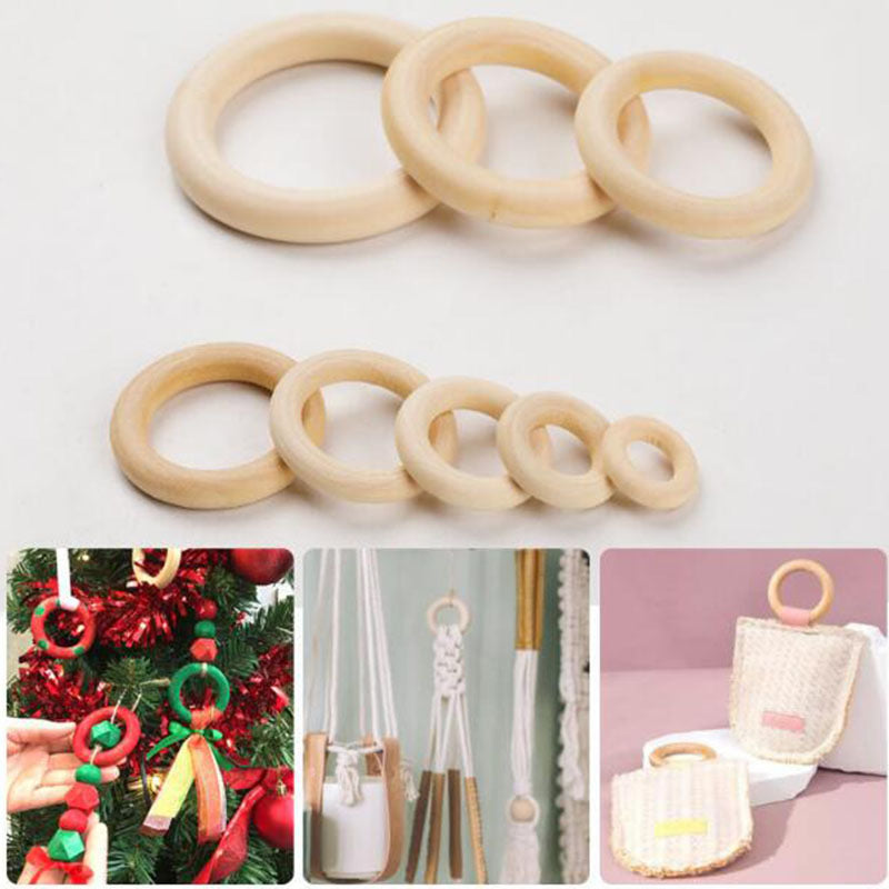 Natural Unfinished Wooden Rings for Macrame Crafts & DIY Jewelry Making