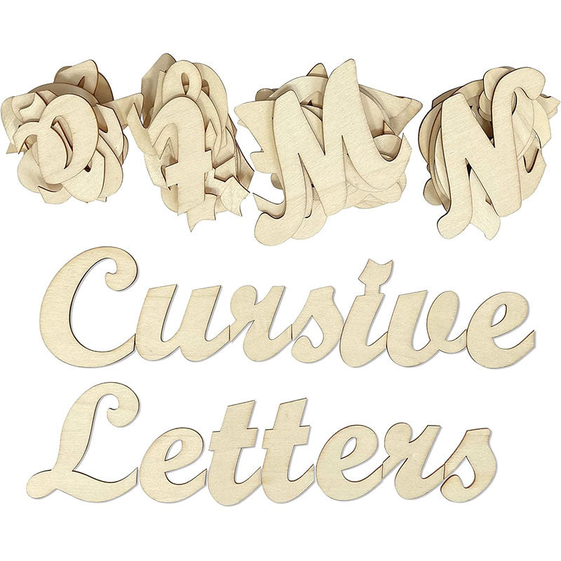 Bulk Personalized Wood Word Cutouts - Connected Script Letter Signs for Home Decor & Events - Factory Direct Custom CNC/Laser Cutting Service
